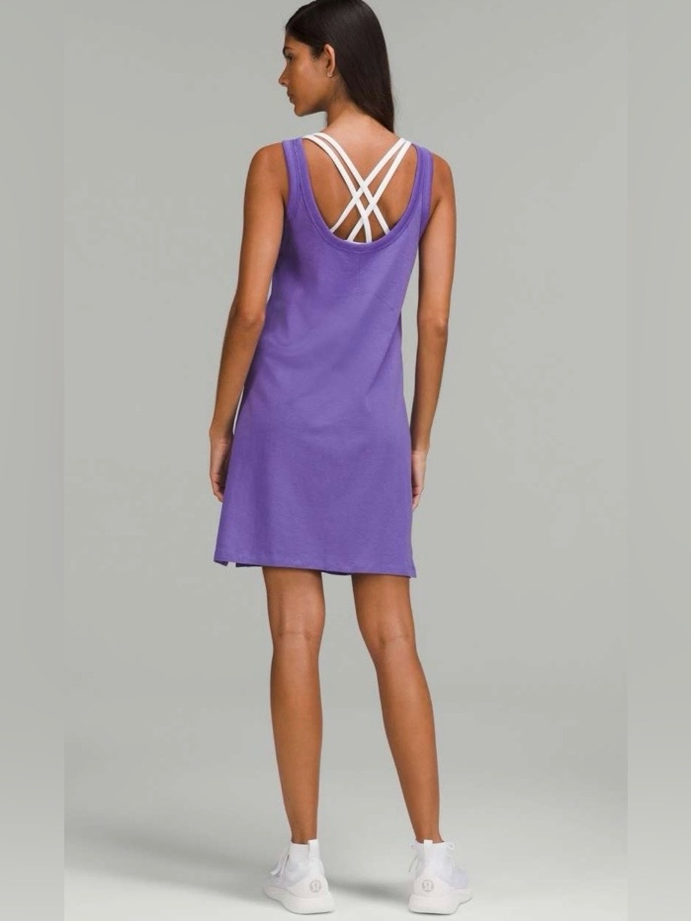 Lululemon NWT Classic Fit Cotton Blend Scoop Dress Charged Indigo Purple Size 8 - Picture 2 of 12
